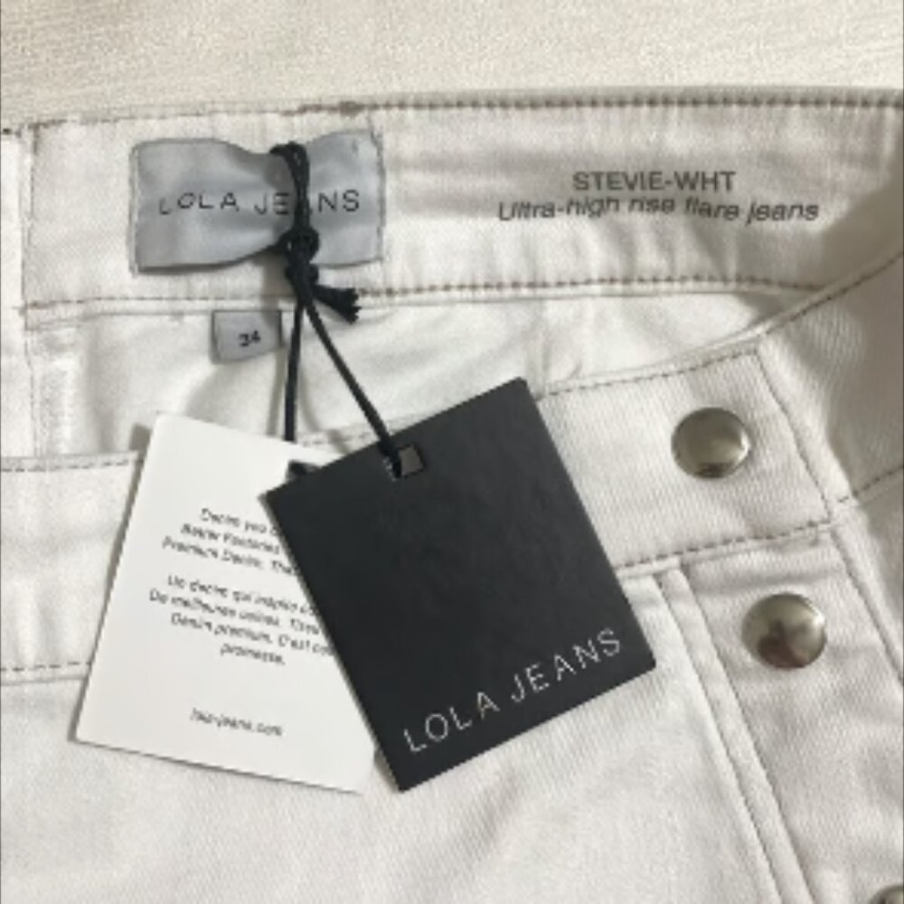 LOLA Jeans STEVIE-WHT Ultra-High Rise Flare Denim Jeans Women's Size 34 - Picture 6 of 8